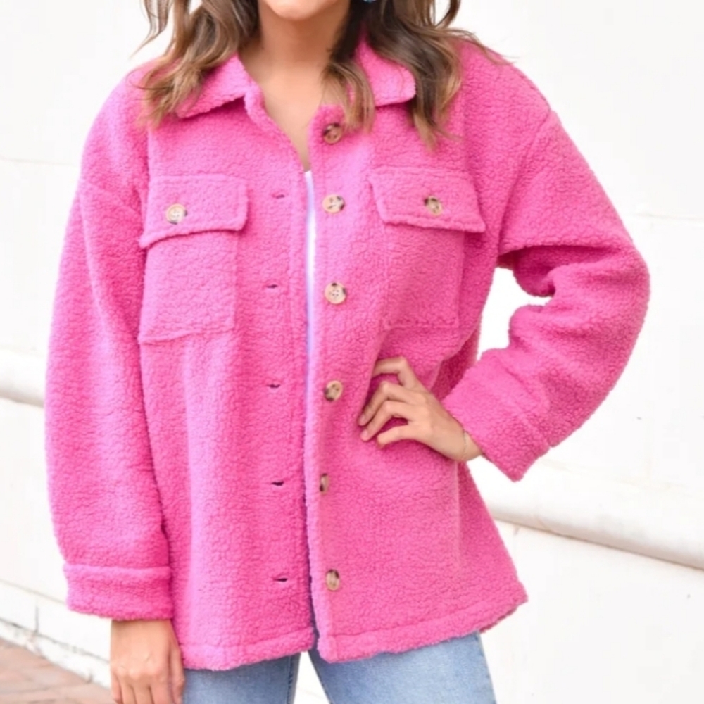 ENTRO Faux Sherpa Jacket Coat - Picture 3 of 15